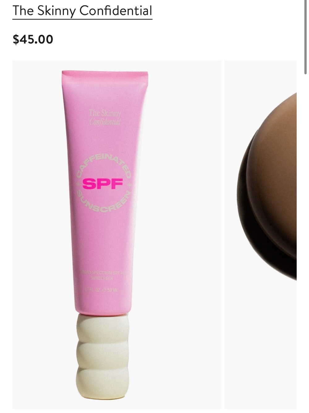 The Skinny Confidential SPF Caffeinated Sunscreen - 40